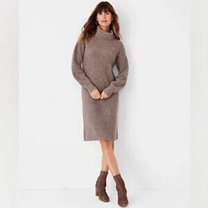 Ann Taylor Taupe Turtleneck Sweater Dress
